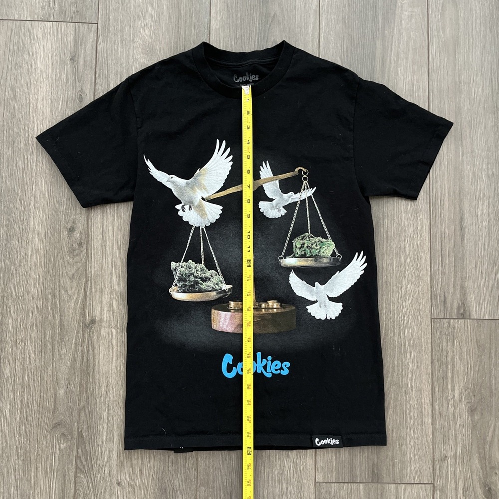 Cookies SF T-Shirt Mens S Doves Weed Scale Graphic Streetwear 100% Cotton Black - Picture 5 of 9